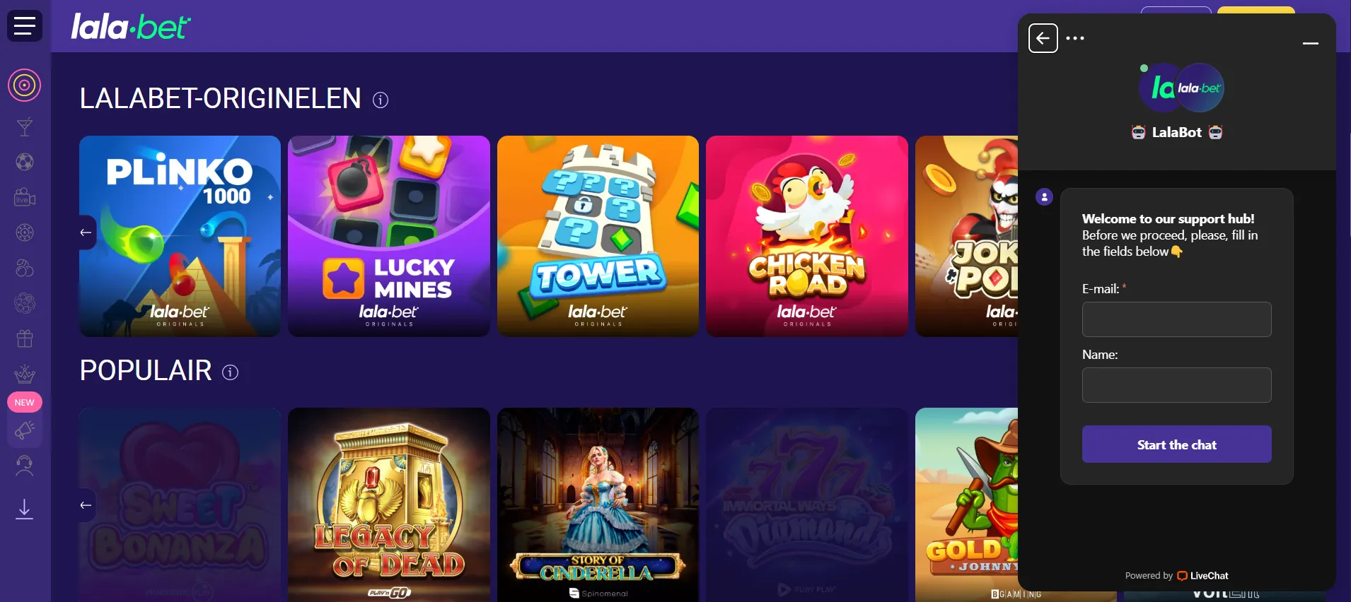 Klantenservice Lalabet Casino – live chat en hulp 24/7 beschikbaar