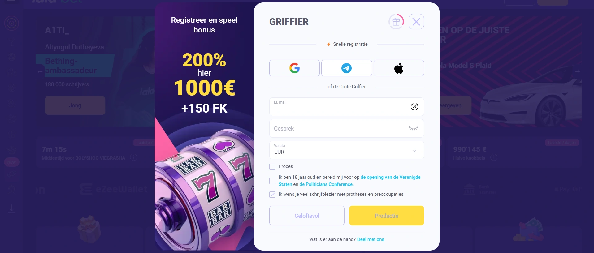 Registratieproces bij Lalabet Casino